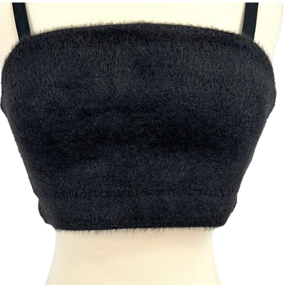 Gymshark Women's M Whitney Eyelash Knit Bandeau Black Lounge Casual